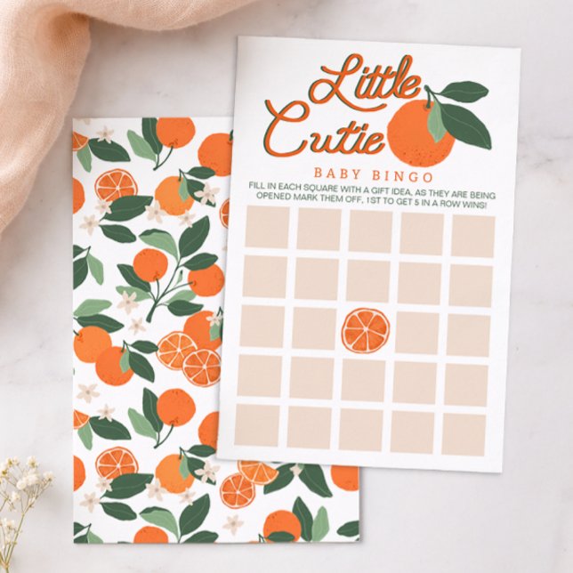 Little Cutie Baby shower Bingo spel – Clementine C (Little Cutie Baby Shower Game Activity Card)