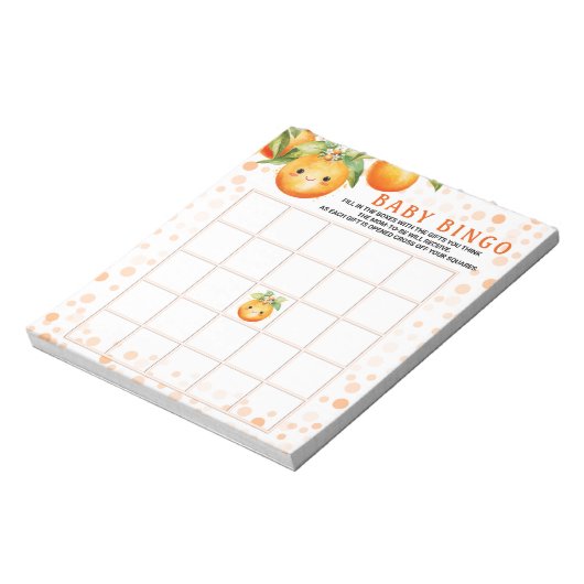 Little Cutie Baby shower Bingo Spel Kaarten Notitieblok (Linkerzijde)