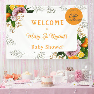 Little Cutie Baby shower Bloemen en Fruit Spandoek