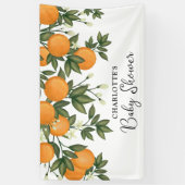 Little Cutie Baby shower Citrus Oranje Greenery Spandoek (Verticaal)