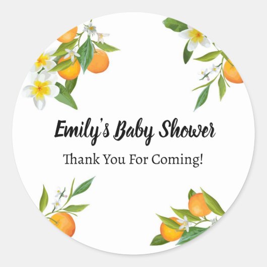 Little Cutie Baby shower Classic Round Sticker (Voorkant)