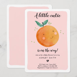 Little Cutie Baby shower Clementine Pink Girl Kaart