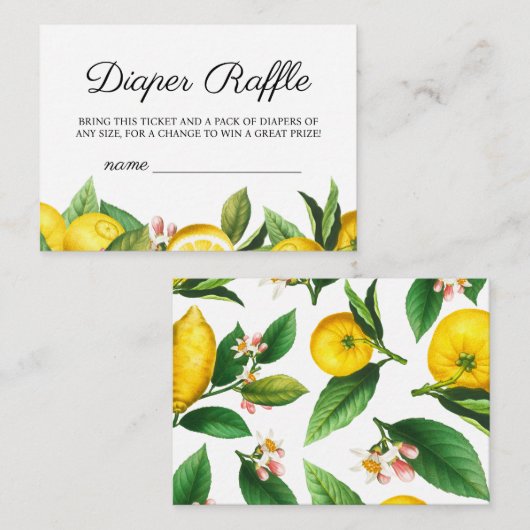 Little Cutie Baby shower Diaper Raffle Informatiekaartje (Voorkant / Achterkant)