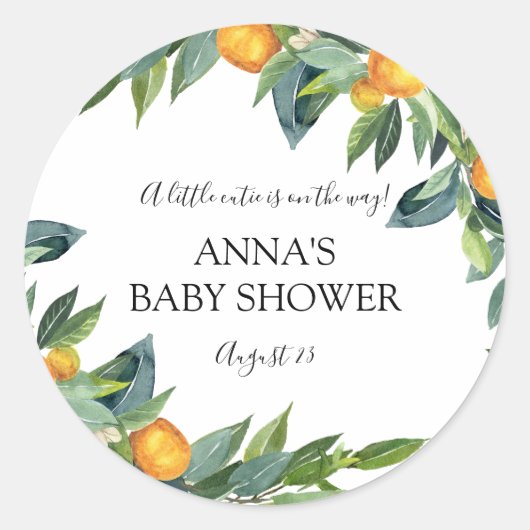 Little Cutie Baby shower Favor Label (Voorkant)