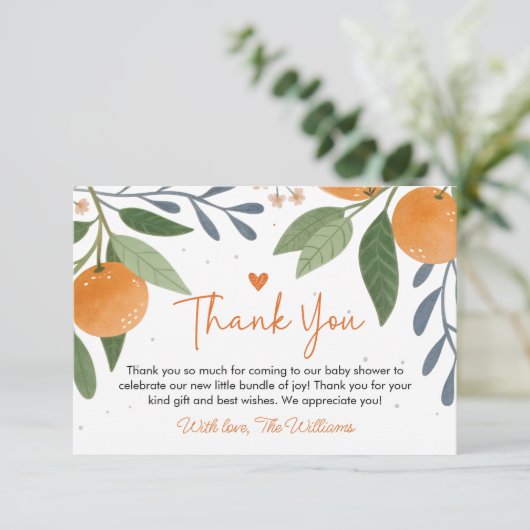 Little Cutie Baby shower Flat Dank u kaart (Staand voorkant)