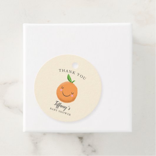 Little Cutie Baby shower geel Clementine Bedankjes Labels (In situ)