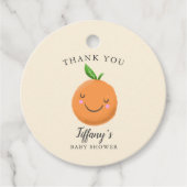 Little Cutie Baby shower geel Clementine Bedankjes Labels (Voorkant)