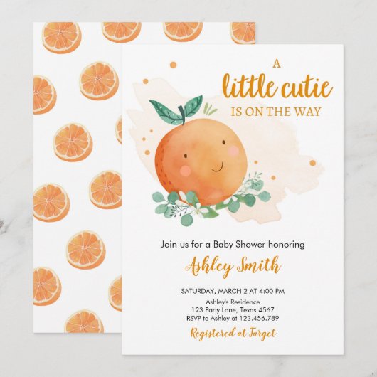 Little Cutie Baby shower Greenery Gender Neutral I Kaart (Voorkant / Achterkant)