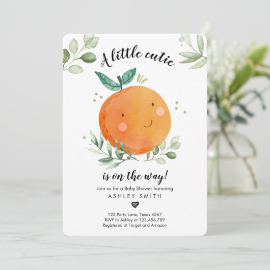 Little Cutie Baby shower Greenery Gender Neutral Kaart (Staand voorkant)