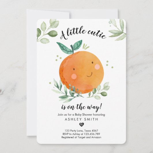 Little Cutie Baby shower Greenery Gender Neutral Kaart (Voorkant)