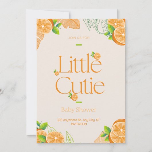 Little Cutie Baby shower Greenery Gender Neutral Kaart (Voorkant)