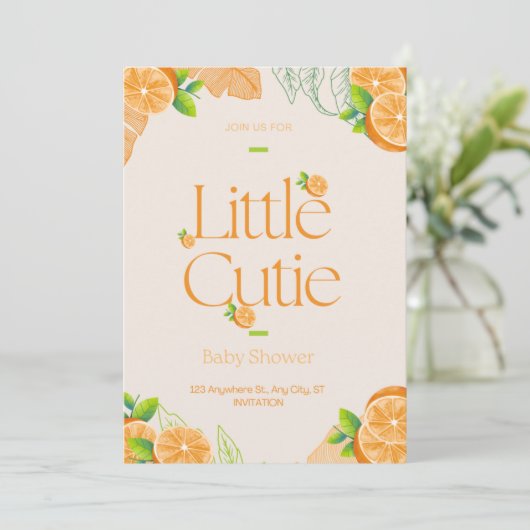 Little Cutie Baby shower Greenery Gender Neutral Kaart (Staand voorkant)