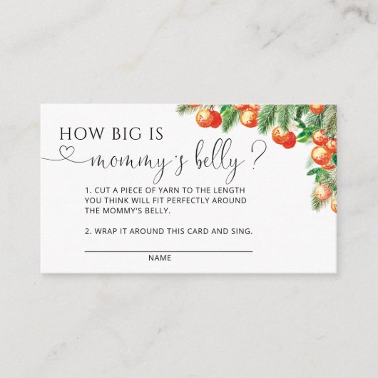 Little Cutie baby shower How Big is mammams buik Informatiekaartje (Voorkant)