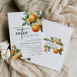 Little Cutie Baby shower Invitation Citrus Sinaasa Kaart