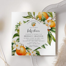 Little Cutie Baby shower Invitation Citrus Sinaasa Kaart