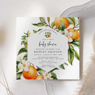 Little Cutie Baby shower Invitation Citrus Sinaasa Kaart