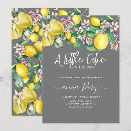 Little cutie baby shower kaart (Voorkant / Achterkant)