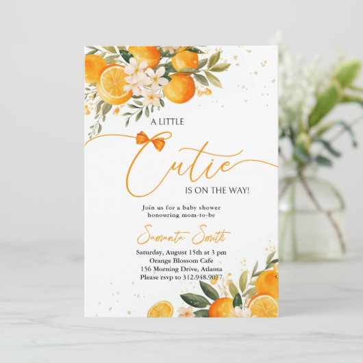 Little Cutie Baby shower Kaart (Staand voorkant)