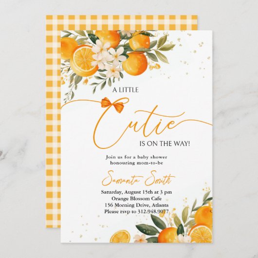 Little Cutie Baby shower Kaart (Voorkant / Achterkant)