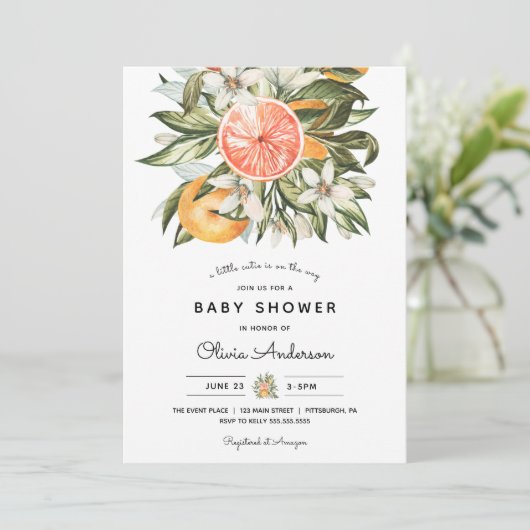 Little Cutie Baby shower Kaart (Staand voorkant)