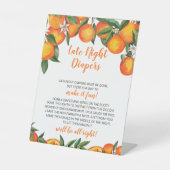 Little Cutie Baby shower Late Night Diapers Poster Reclamebord Met Voetstuk (Voorkant)