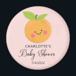 Little Cutie Baby shower Magneet<br><div class="desc">Er is een kleine stropdas op weg naar een baby shower met een schattig klein clementine sinaasappel op een lichtroze achtergrond. Bezoek onze winkel om ons schattige kleine collectie van het kabelontwerp te uitzichten.</div>