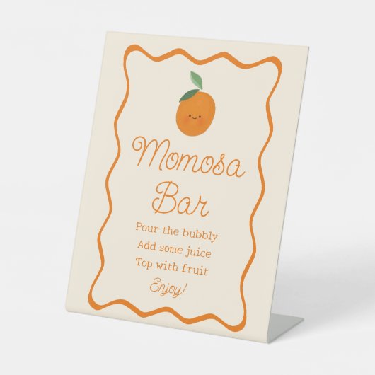 Little Cutie Baby shower Momosa Bar Reclamebord Met Voetstuk (Voorkant)