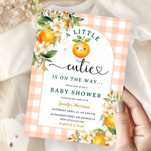 Little Cutie Baby shower Oranje Genderneutraal Kaart