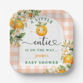 Little Cutie Baby shower Oranje Genderneutraal Papieren Bordje (Voorkant)
