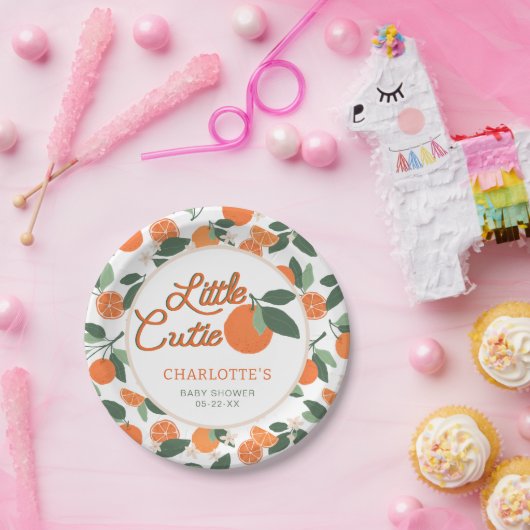 Little Cutie Baby shower Papier Borden - Clementin Papieren Bordje (Feest)