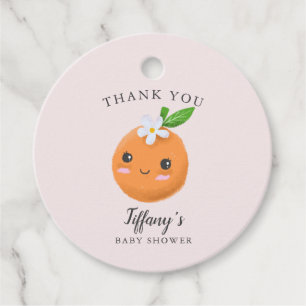 Little cutie Baby shower roze clementine Bedankjes Labels