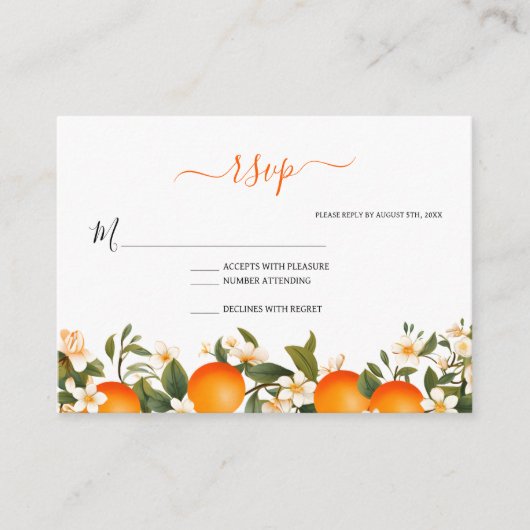 Little cutie baby shower sinaasappel RSVP Informatiekaartje (Voorkant)