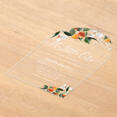 LITTLE CUTIE | baby shower sinaasappels van citrus Acryl Uitnodigingen (Laagn)