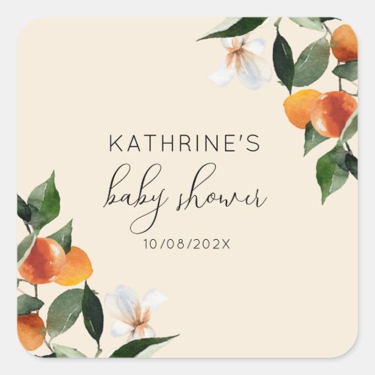 Little cutie baby shower vierkante sticker (Voorkant)