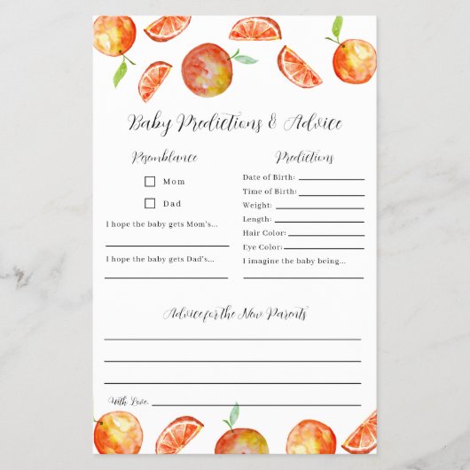 Little Cutie Baby Shower Voorspellingen Advies Spe Flyer (Voorkant)