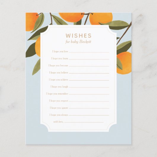 Little Cutie Baby shower Wishes for Baby Kaart (Voorkant)