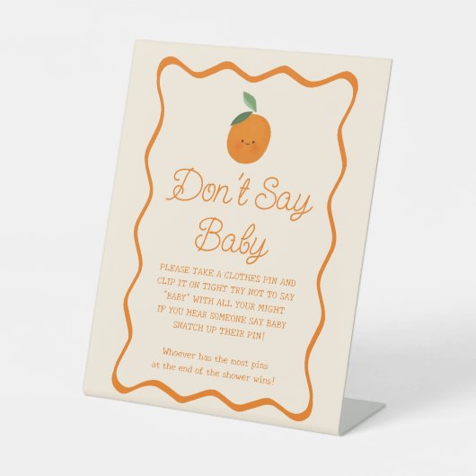 Little Cutie Baby shower Zeg geen Baby spel Reclamebord Met Voetstuk (Voorkant)