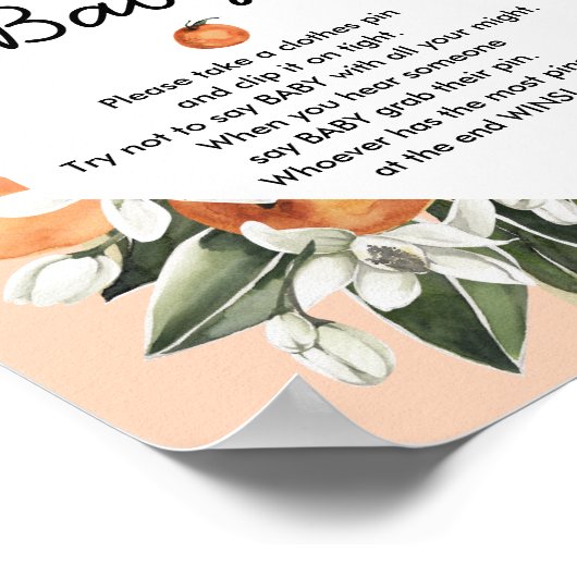 Little Cutie Baby shower Zeg niet Baby Game Sign Poster (Hoek)