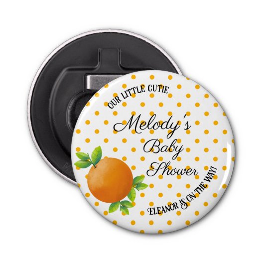 Little Cutie Baby showers flesopener Button Flesopener (Voorkant)