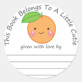 Little Cutie baby's eerste bibliotheek bookplate Ronde Sticker