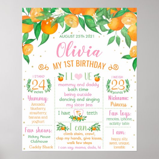 Little Cutie Birthday Milestone-teken Poster (Voorkant)