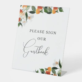 Little Cutie Bloemen baby shower Gastboek Teken Reclamebord Met Voetstuk