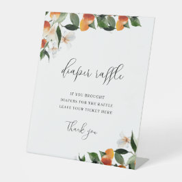 Little Cutie Bloemen baby shower Luier Raffle Teke Reclamebord Met Voetstuk