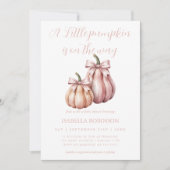 Little Cutie Bow Pink Pumpkin meisje Baby shower Kaart (Voorkant)