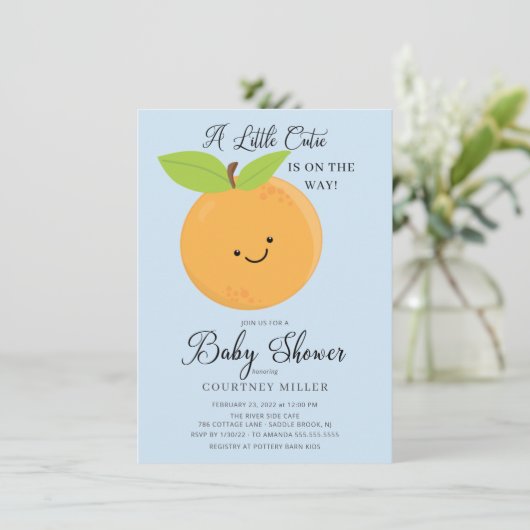 Little Cutie Boys Baby shower Invitation Kaart (Staand voorkant)