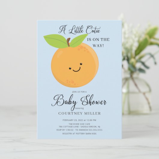 Little Cutie Boys Baby shower Invitation Kaart (Staand voorkant)