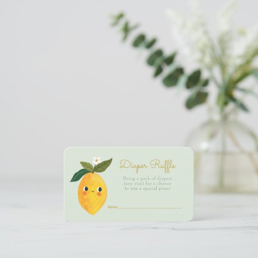 Little Cutie Citroen Luier Raffle Informatiekaartje (Staand voorkant)