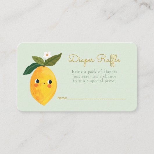 Little Cutie Citroen Luier Raffle Informatiekaartje (Voorkant)