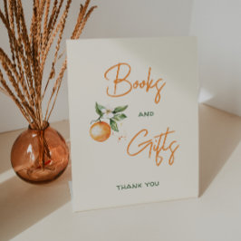 Little Cutie Citrus Baby shower Boeken en Geschenk Reclamebord Met Voetstuk