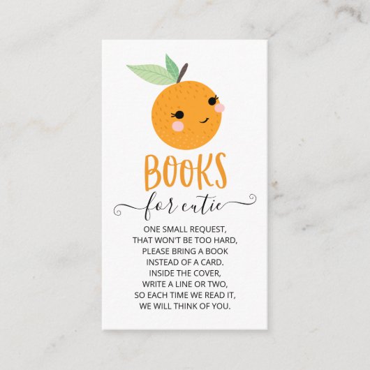 Little Cutie Citrus Baby shower Book Request Informatiekaartje (Voorkant)